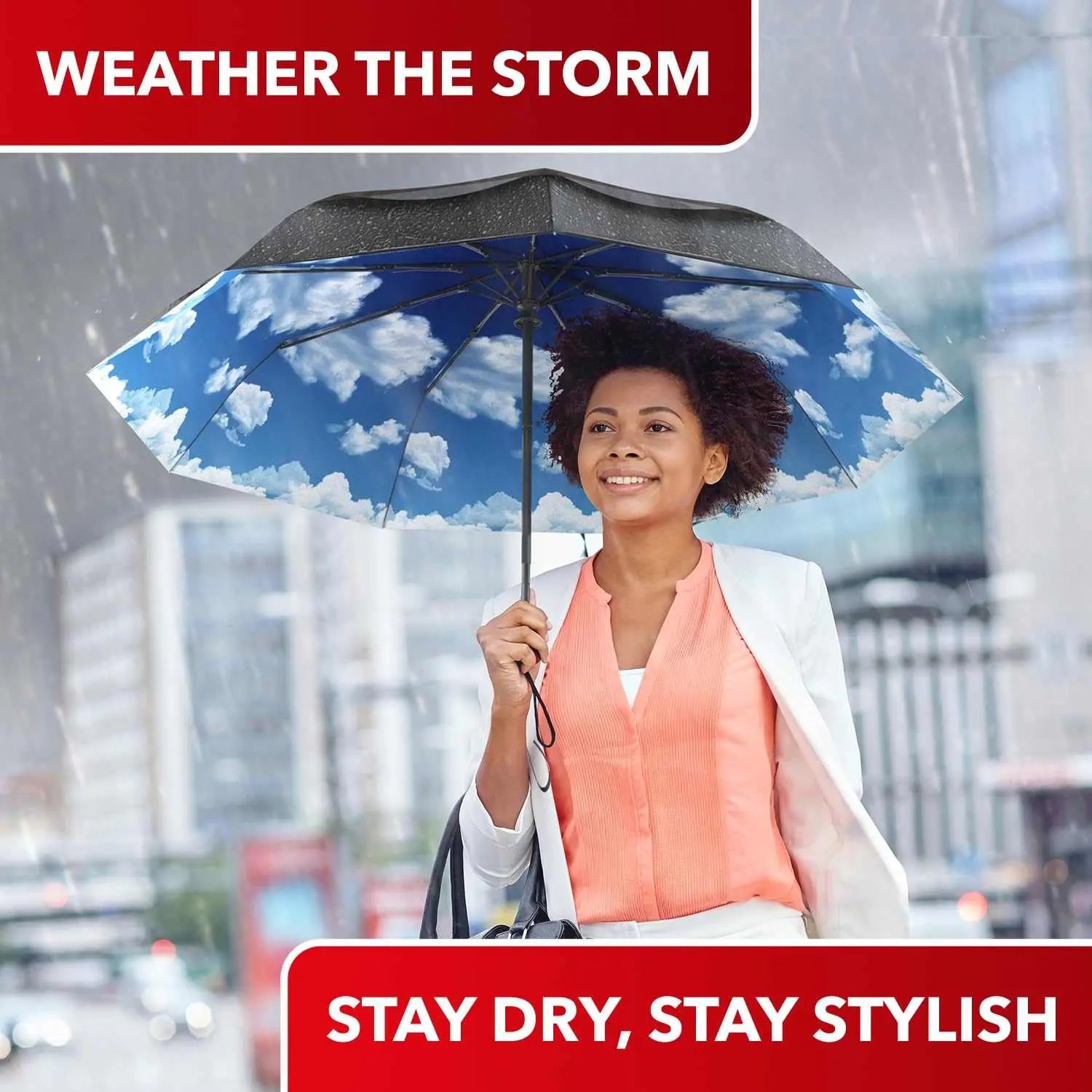 Windproof Repel travel umbrella with compact, durable design for rain protection.
