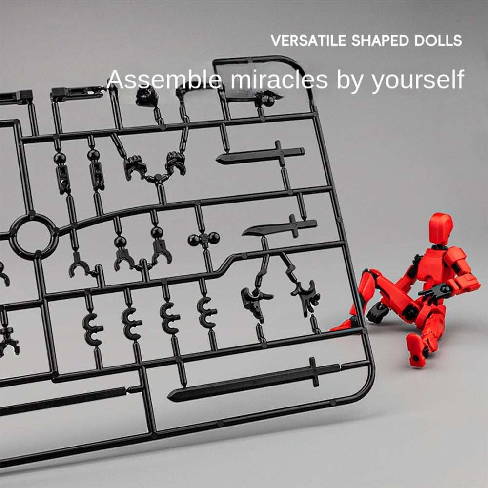 3D printed assembled puppet toy with movable joints and accessories, ideal for creative play.