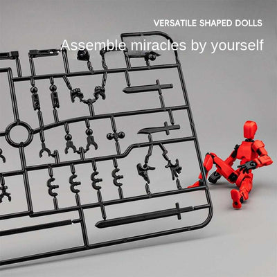 3D printed assembled puppet toy with movable joints and accessories, ideal for creative play.