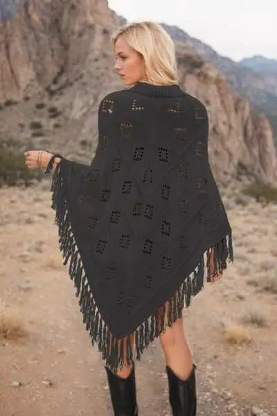 knit cover up dress - back black