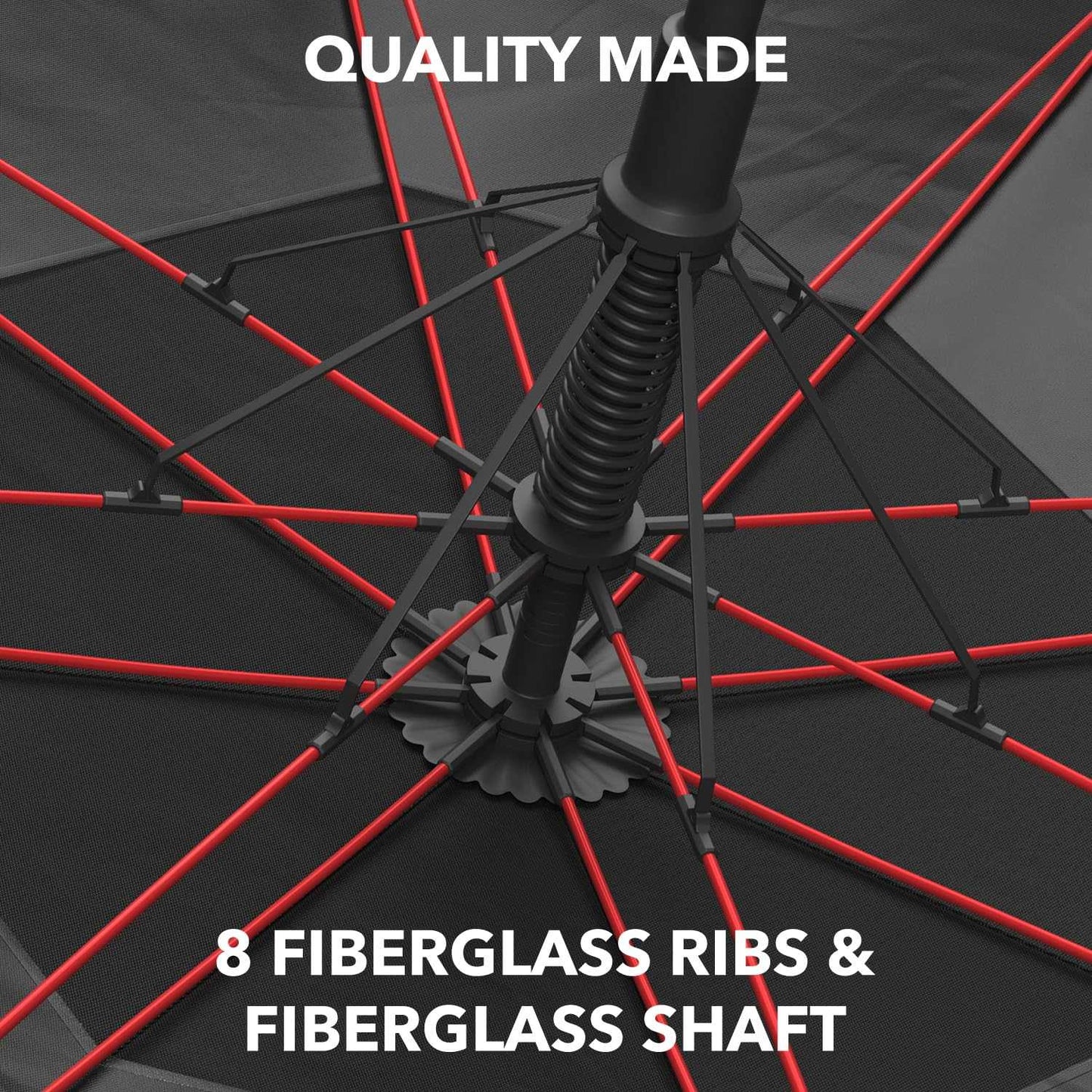 Repel Umbrella Windproof design with fiberglass ribs and shaft for durability.