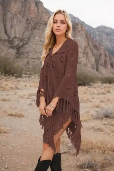 knit cover up dress - front4 brown