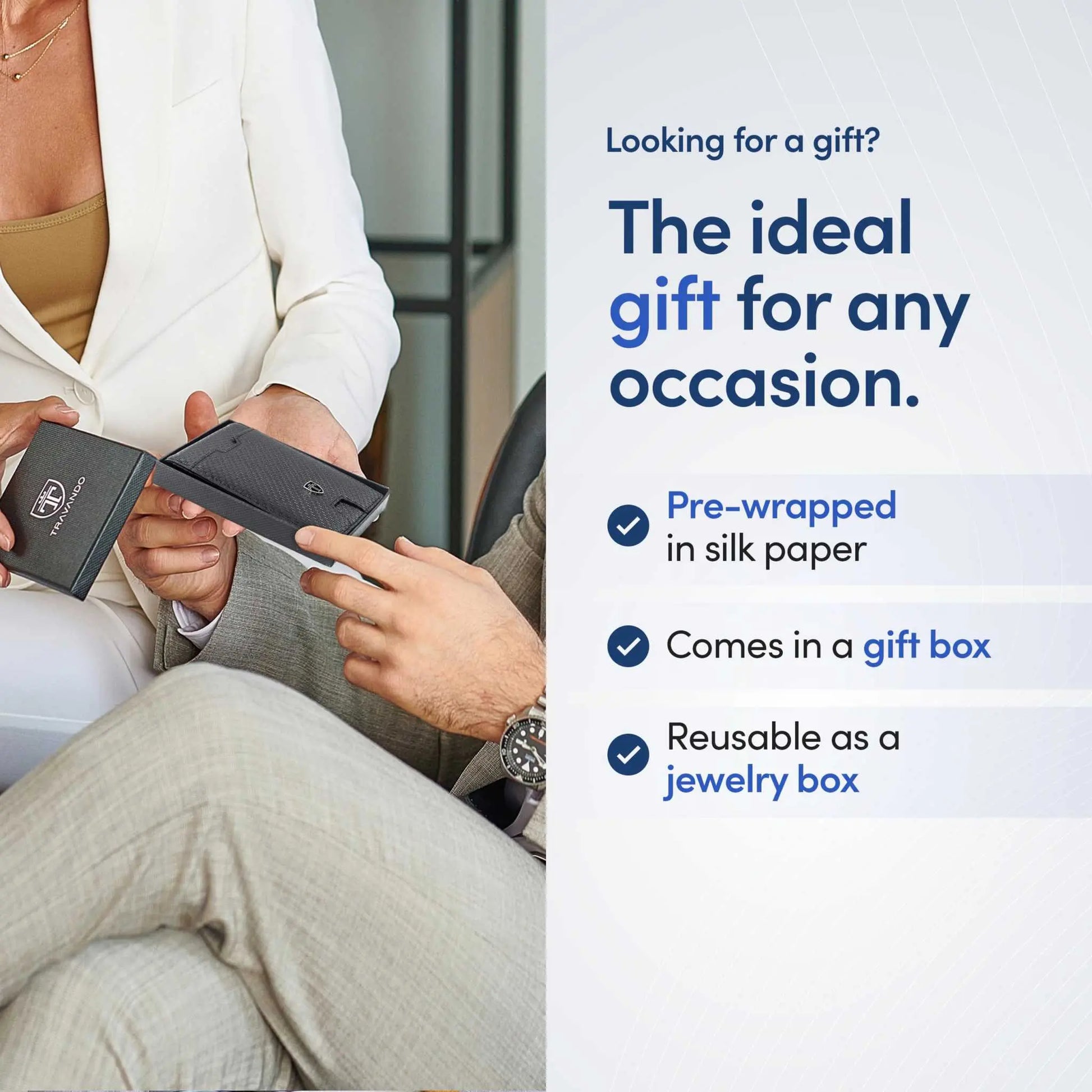 TRAVANDO Mens Slim Wallet with Money Clip and RFID Blocking, gift box included.