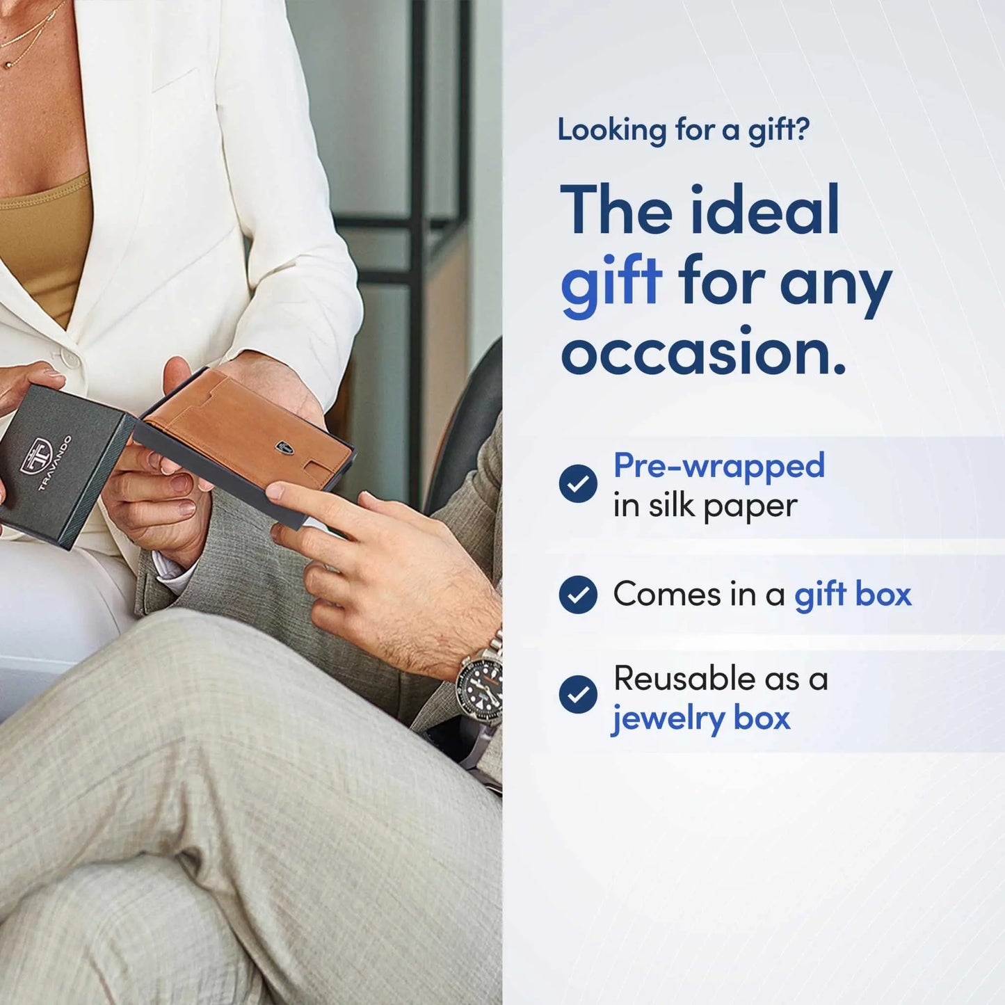TRAVANDO Mens Slim Wallet with Money Clip, RFID Blocking, Carbon Bifold Design, Gift Box Included.