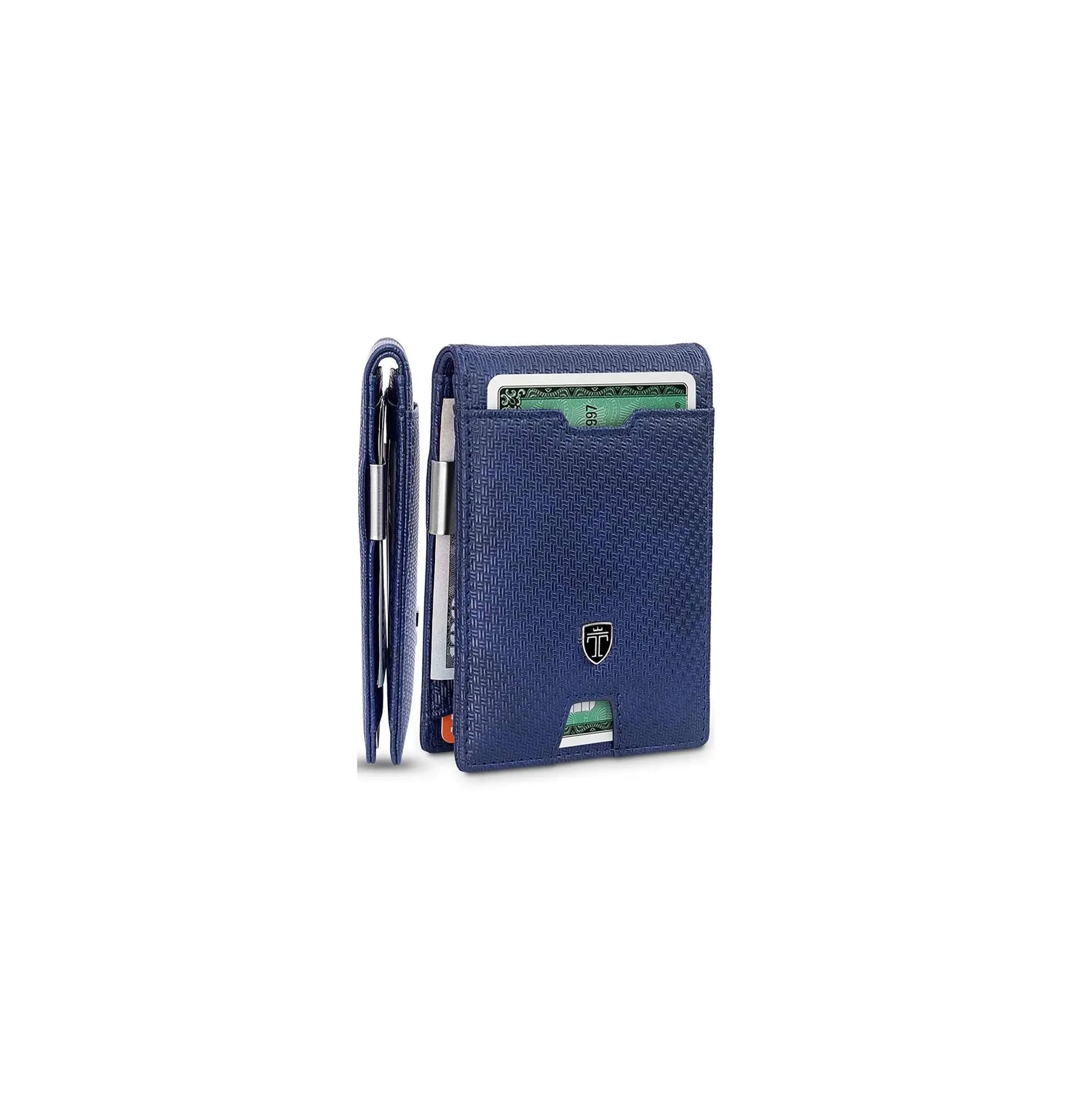 TRAVANDO Mens Slim Wallet with Money Clip, RFID Blocking, Carbon Design.
