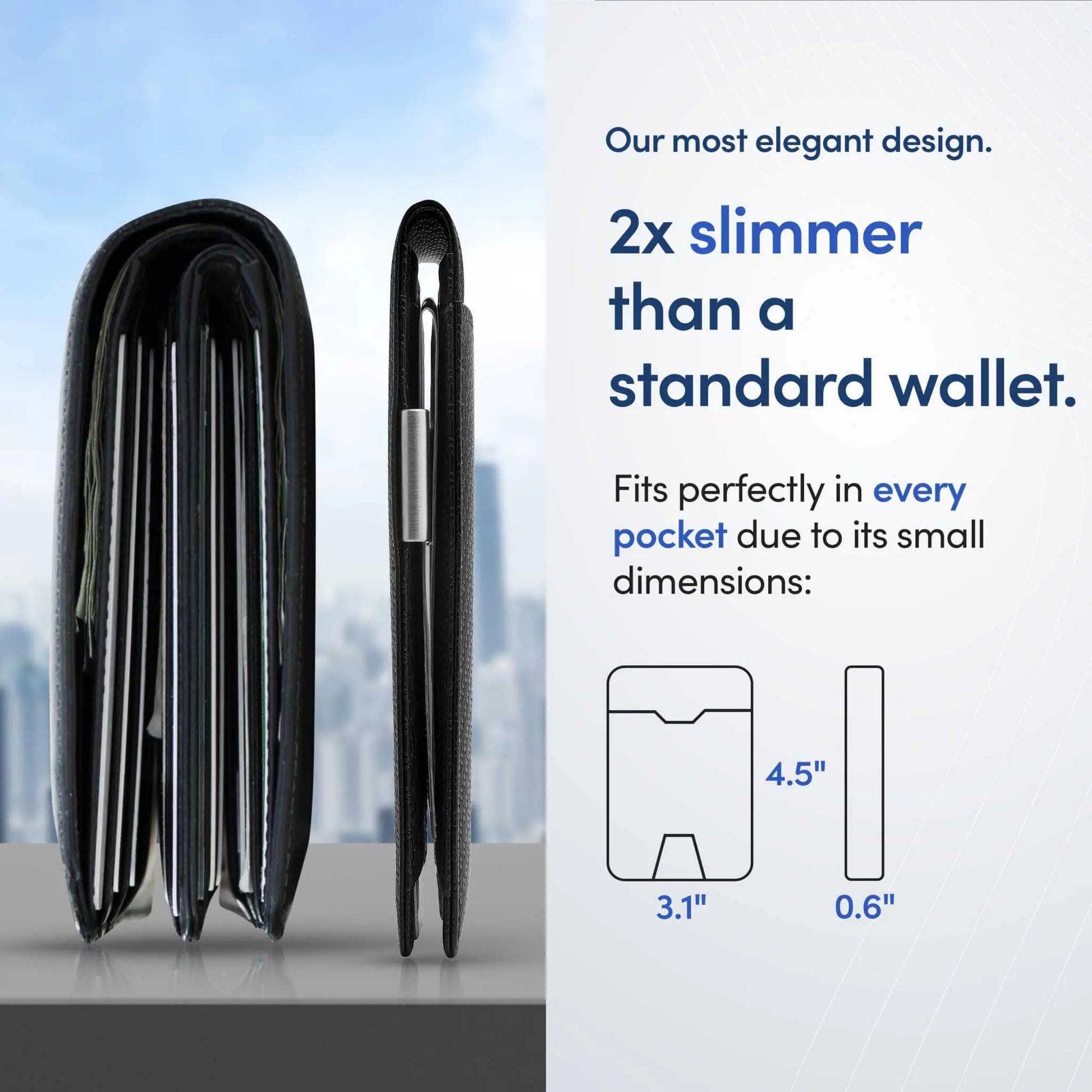 TRAVANDO Mens Slim Wallet with Money Clip, RFID Blocking, fits pocket, stylish design.
