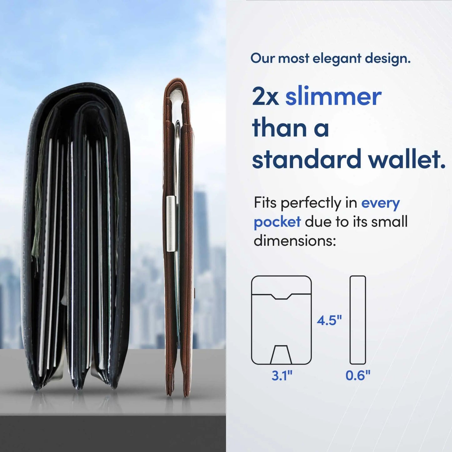 TRAVANDO Mens Slim Wallet with Money Clip and RFID Blocking, fits perfectly in pockets, refined design.