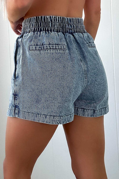 Drawstring High Waist Short Pocketed Denim 3
