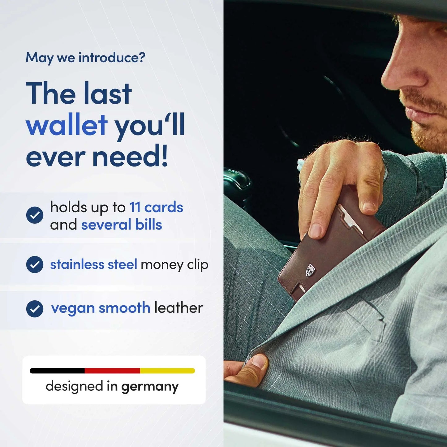 TRAVANDO Mens Slim Wallet with Money Clip, RFID Blocking, Carbon Design