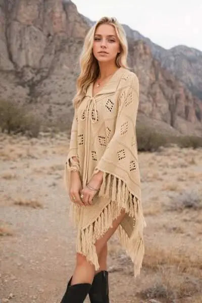knit cover up dress - front4 beige