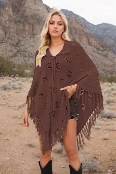 knit cover up dress - front2 brown