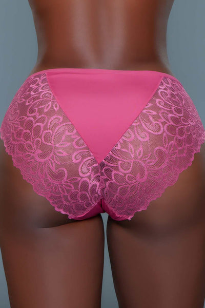 Mid-rise pink brief with floral lace contrast from Tracy Brief 3-Pack.