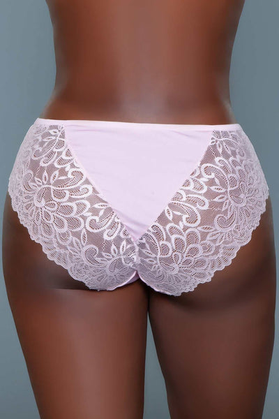 Tracy Brief 3-Pack featuring pink lace contrast and scalloped hem detail.