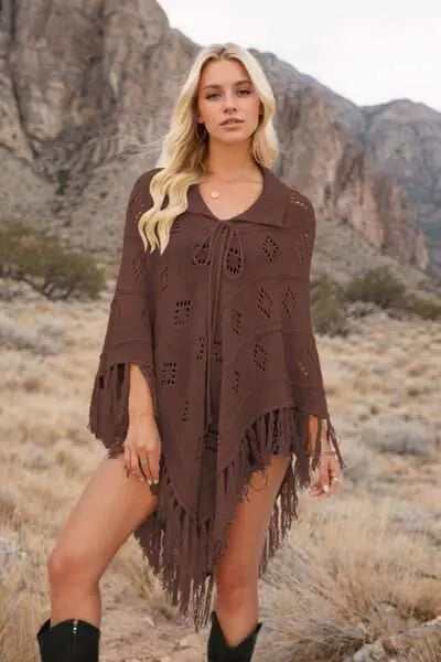 knit cover up dress - front1 brown