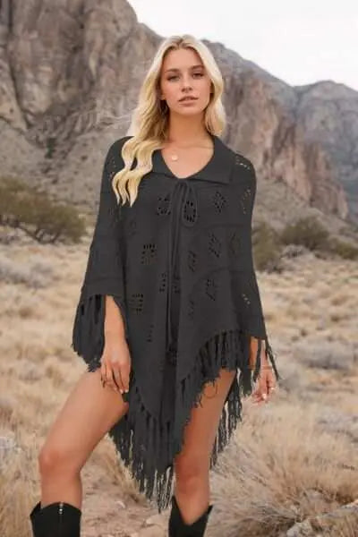knit cover up dress - front1 black