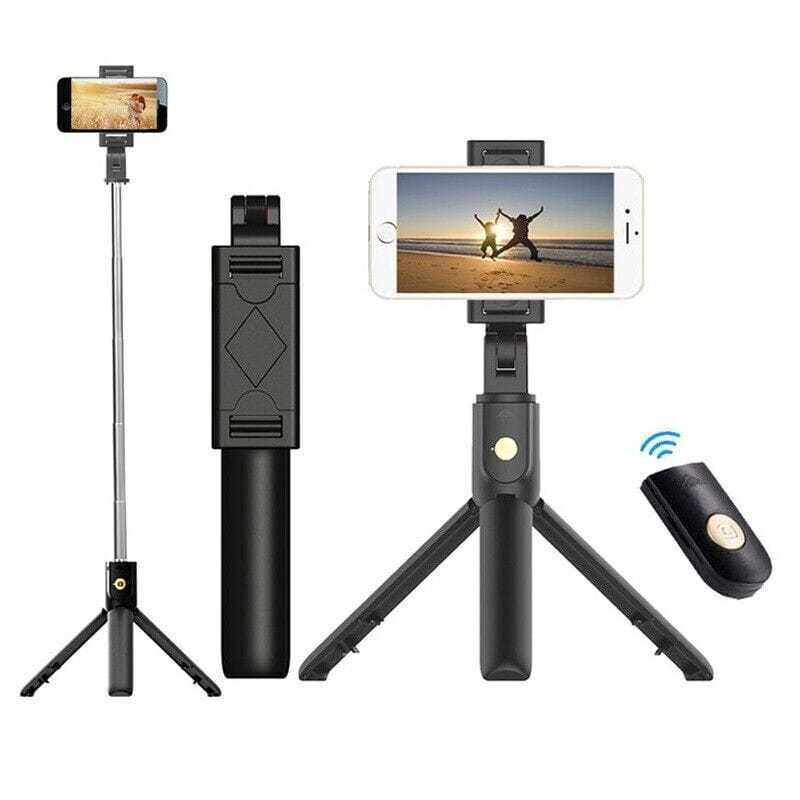 Bluetooth Phone Stand Selfie Tripod Telescopic Stick Remote Monopod Extendable ...