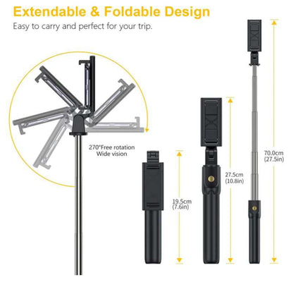 Bluetooth Phone Stand Selfie Tripod Telescopic Stick Remote Monopod Extendable ...