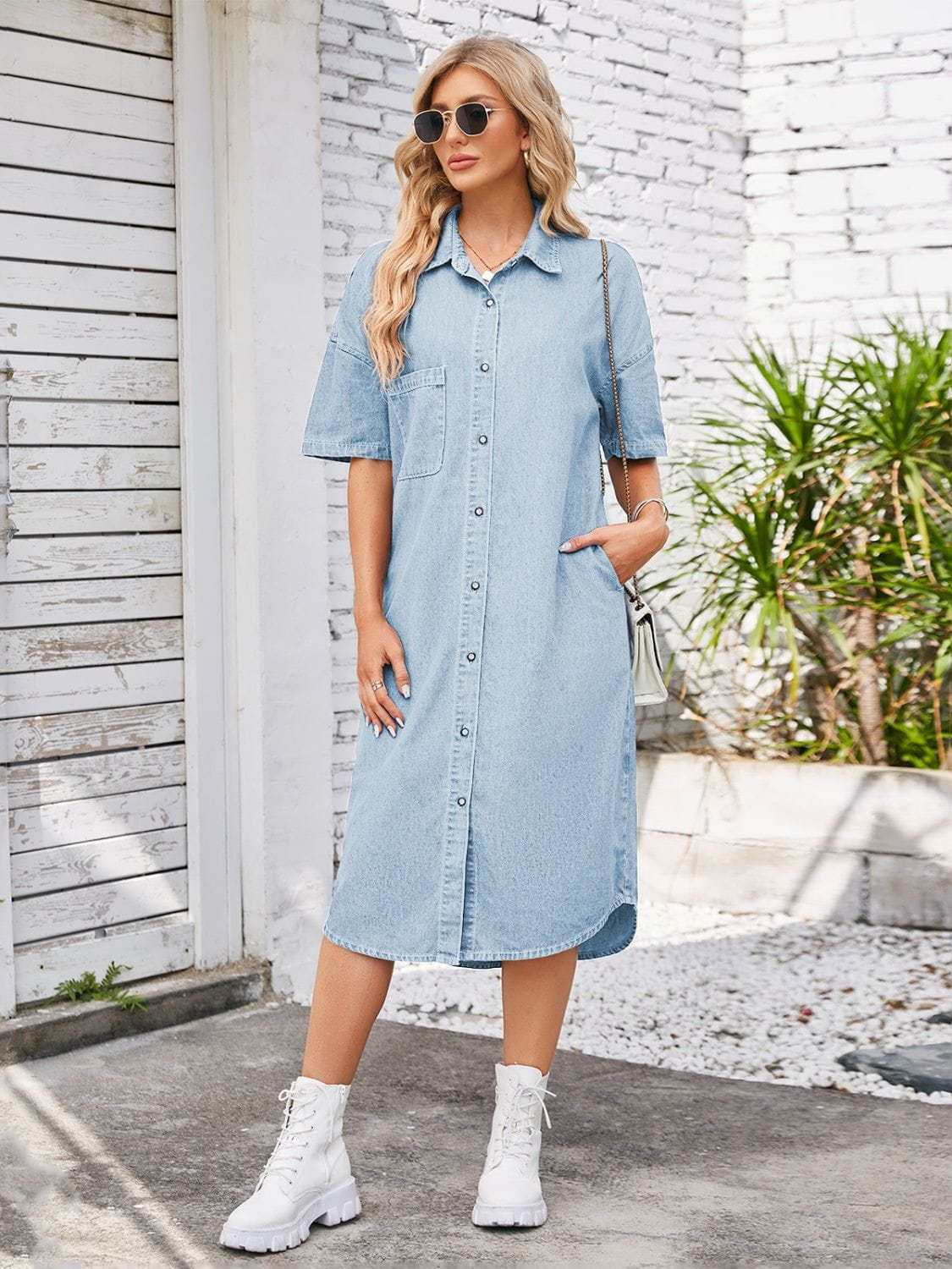 Button Up Denim Dress