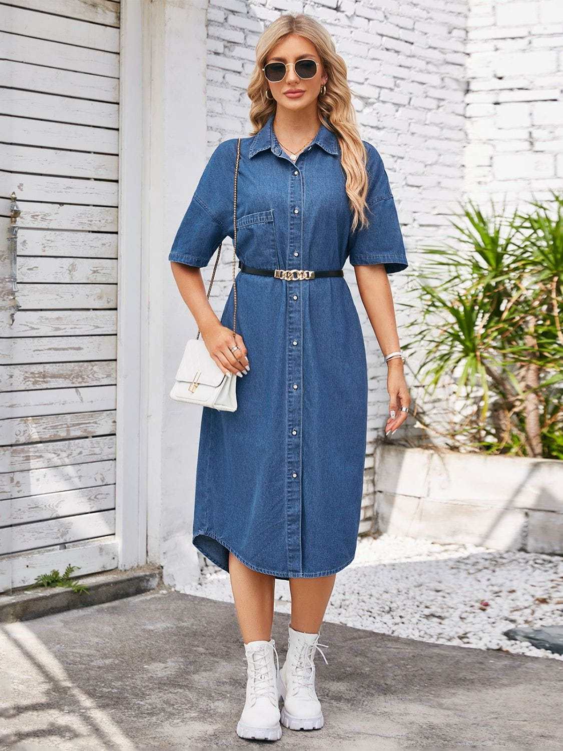 Button Up Denim Dress