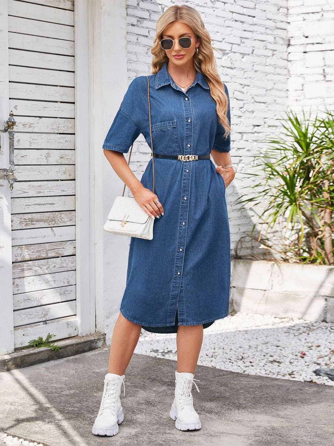 Button Up Denim Dress