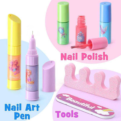 Complete Makeup Set for Girls with Nail Art Pen, Nail Polish, and Tools.
