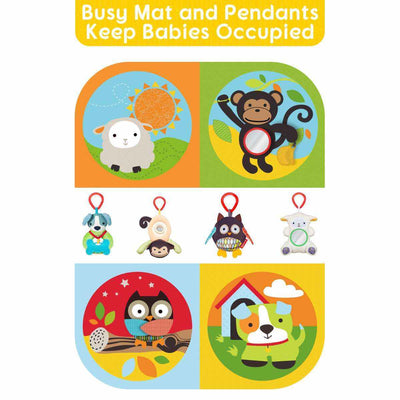 Keeygo Zoo Baby Play Mat with Sensory Toys for 0-6 Months - Engaging and Washable Gym