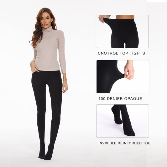  Black fleece lined compression tights for women providing warmth and support