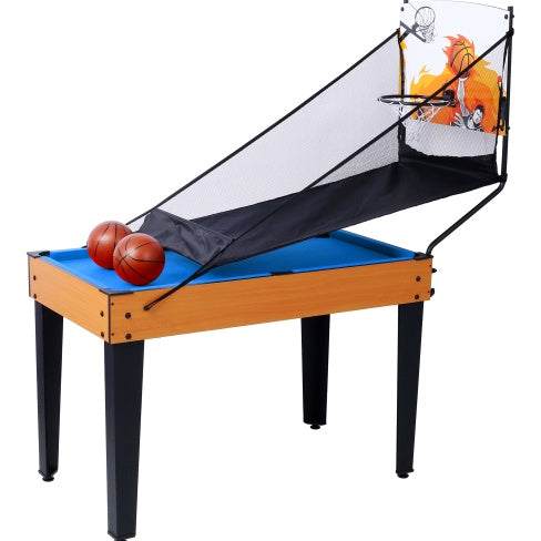 5-in-1 Game Table featuring basketball setup and blue playing surface.