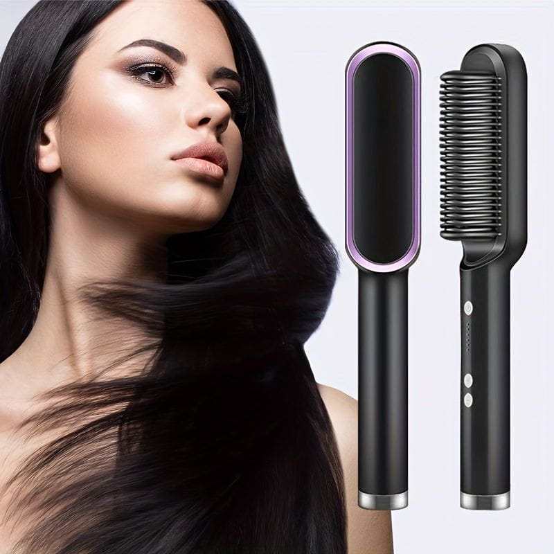 Electric Hair Straightener and Curls Brush, Hot Comb ...