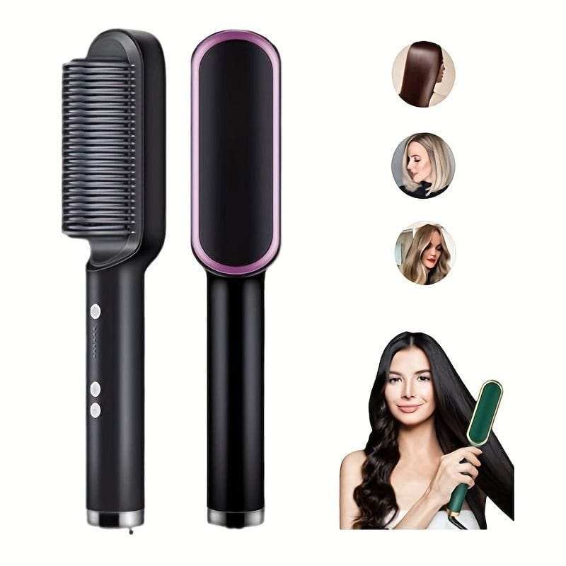 Electric Hair Straightener and Curls Brush, Hot Comb ...