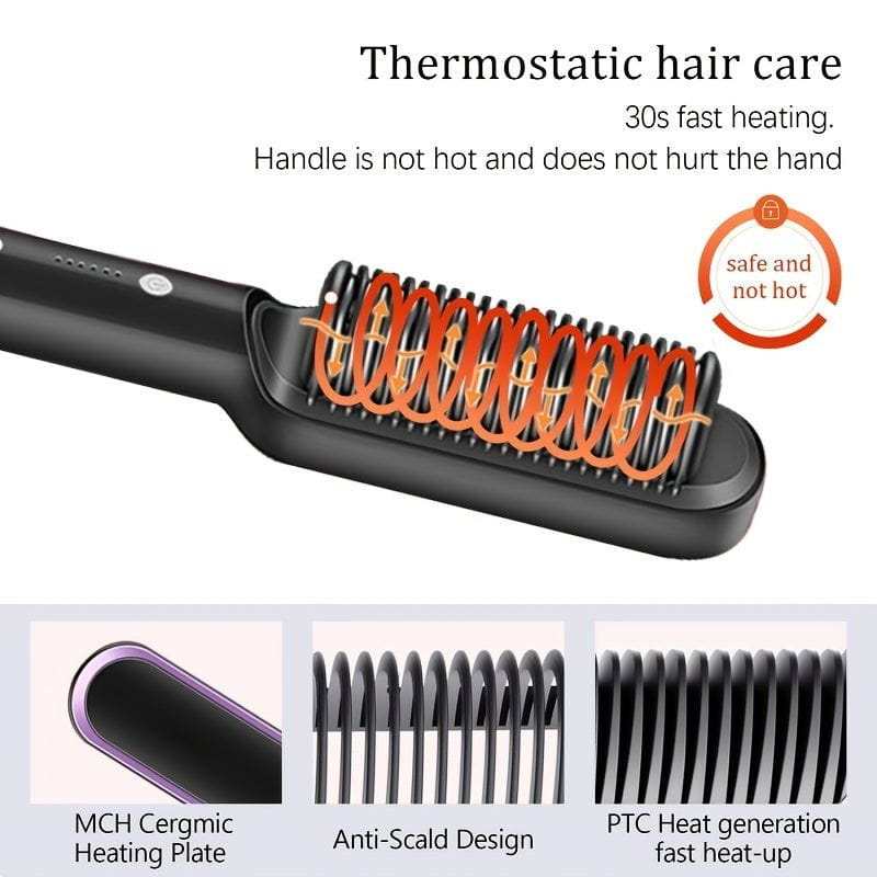 Electric Hair Straightener and Curls Brush, Hot Comb ...