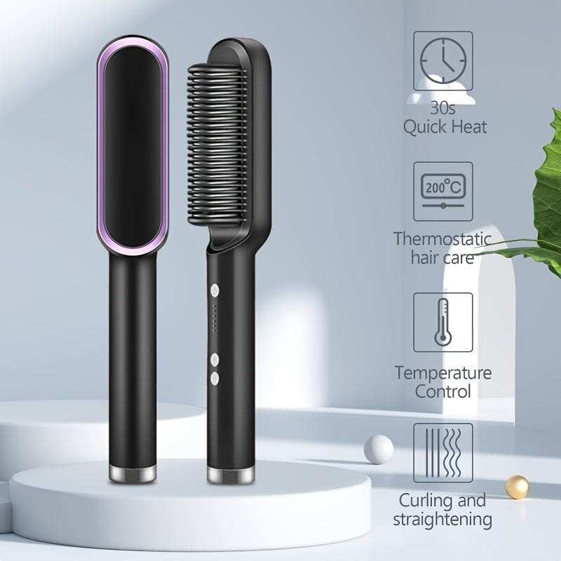 Electric Hair Straightener and Curls Brush, Hot Comb ...