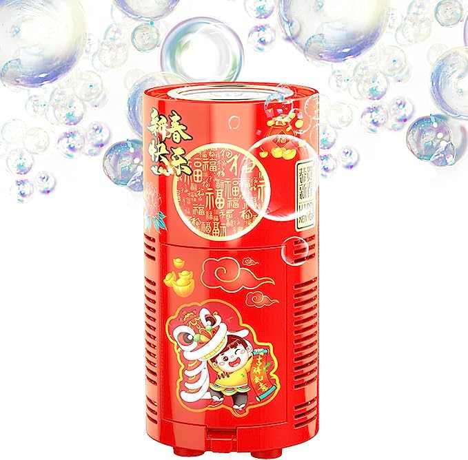 Fireworks Bubble Machine With 80ml Bubble Solution, Portable Automatic Bubble Machine With Lights And Closeable Music, Bubble Maker Toys For Kids Outside Activities Parties Wedding Christmas