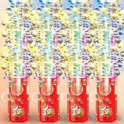 Fireworks Bubble Machine With 80ml Bubble Solution, Portable Automatic Bubble Machine With Lights And Closeable Music, Bubble Maker Toys For Kids Outside Activities Parties Wedding Christmas