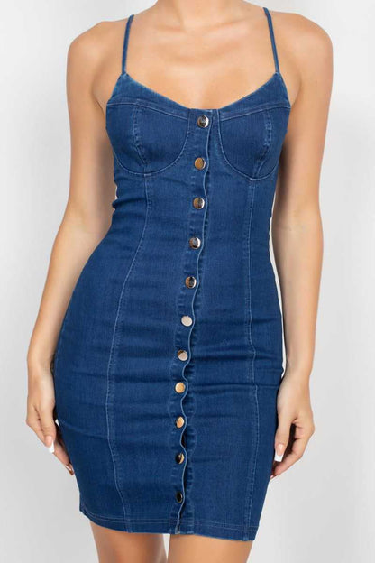 Front Button Denim Dress