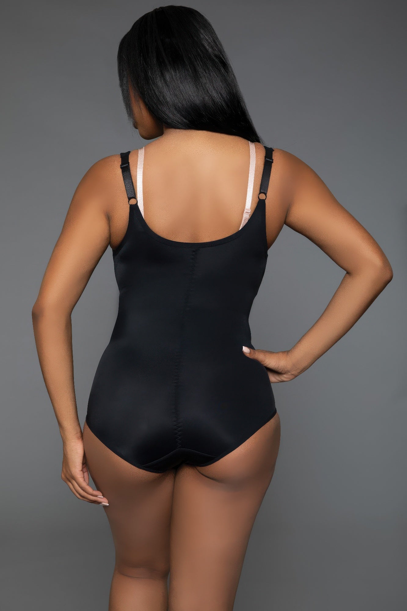 Back view of Keep It Tight shapewear bodysuit showing smooth contour and adjustable straps