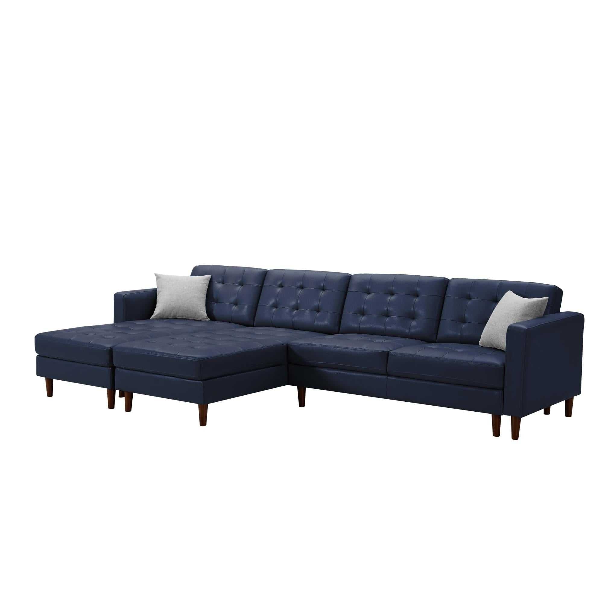 Blue Leather Sofa with U-shape - Suitable x Large Space in Living Room