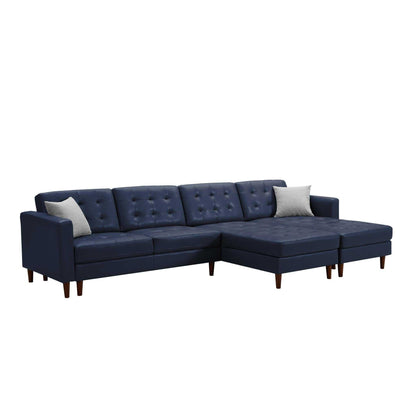 Blue Leather Sofa with U-shape