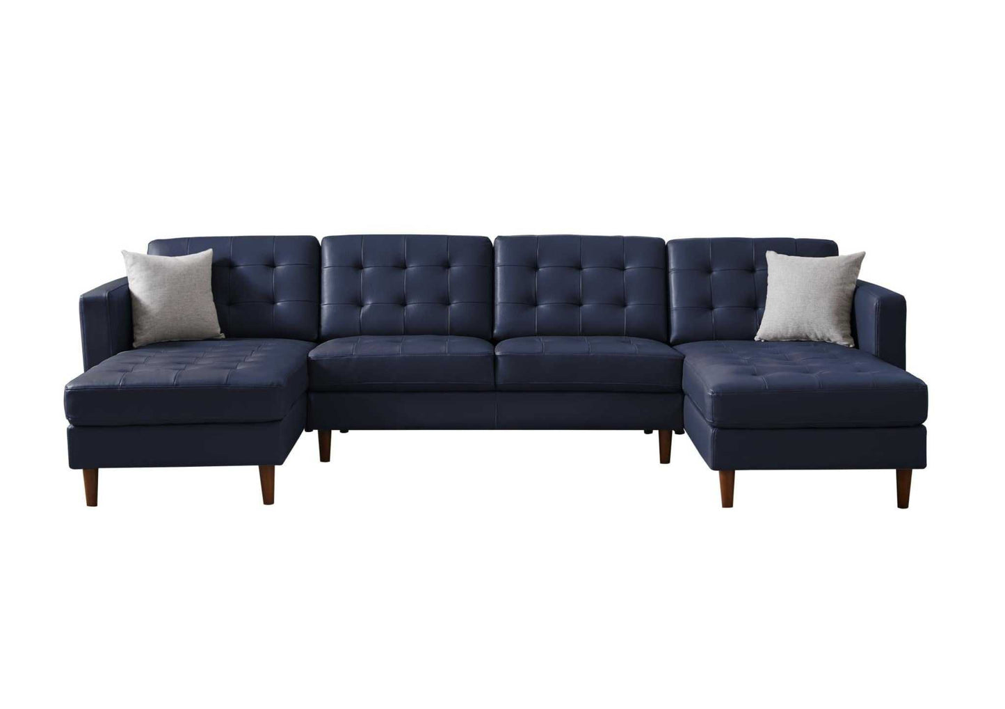 Blue Leather Sofa with U-shape