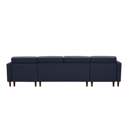 Blue Leather Sofa with U-shape