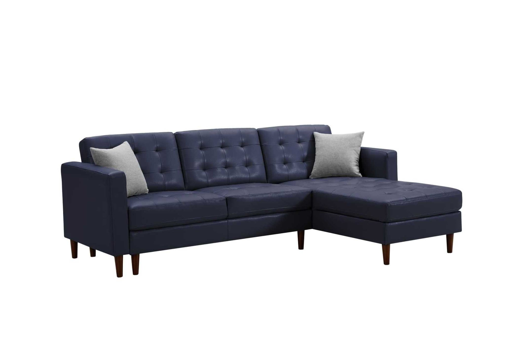 Blue Leather Sofa with U-shape