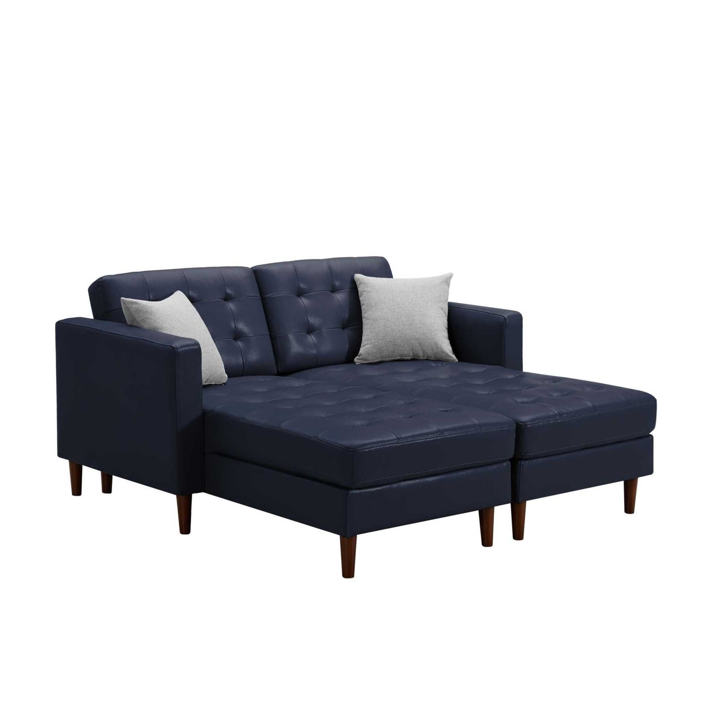 Blue Leather Sofa with U-shape