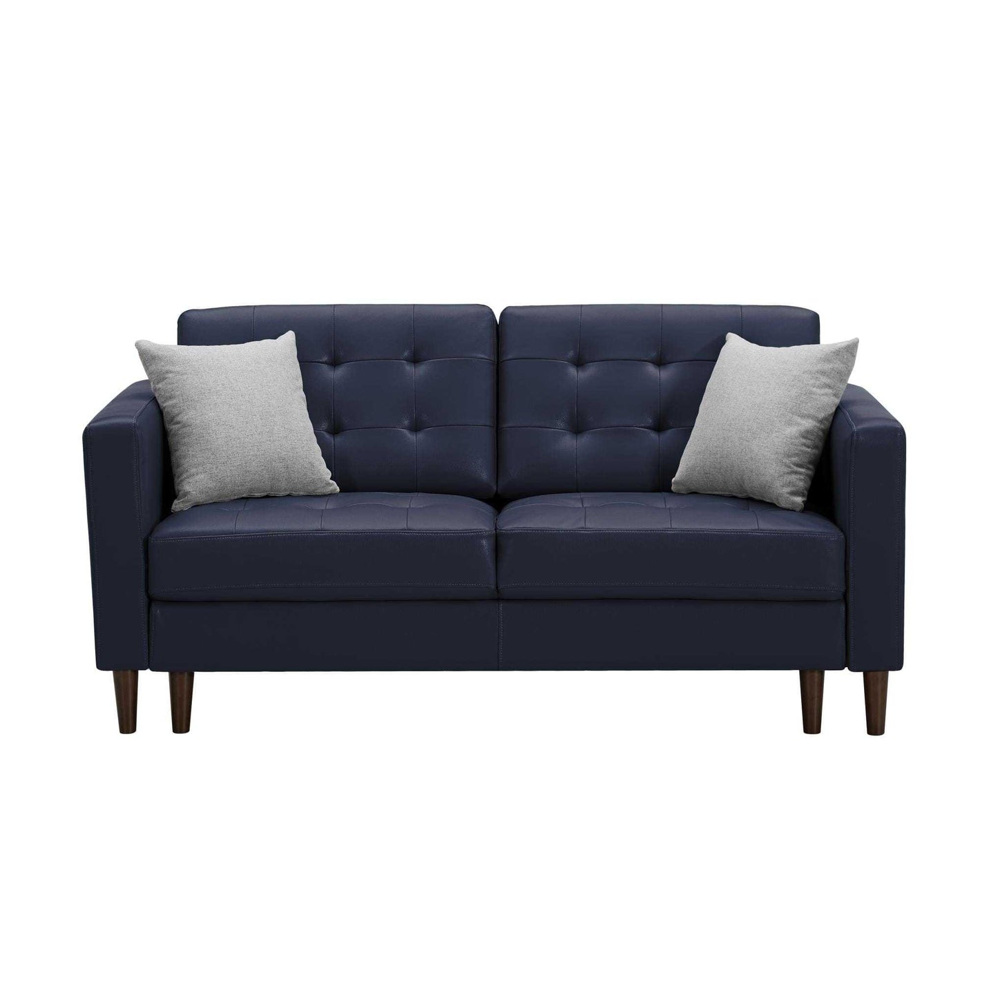 Blue Leather Sofa with U-shape