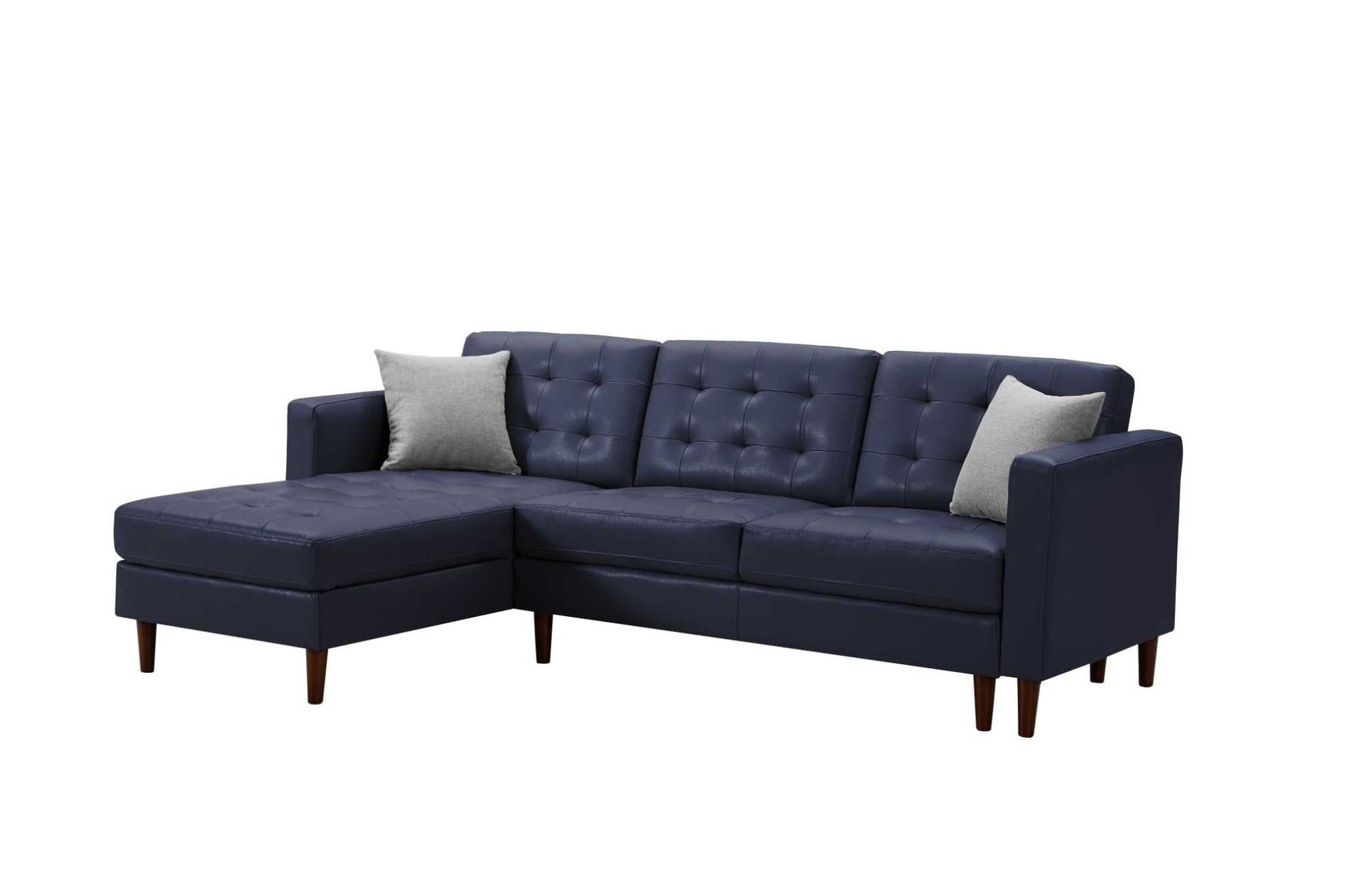 Blue Leather Sofa with U-shape