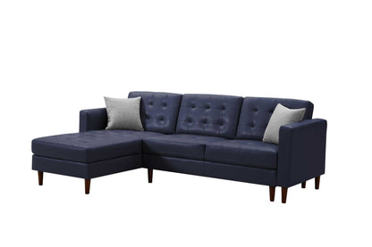 Blue Leather Sofa with U-shape