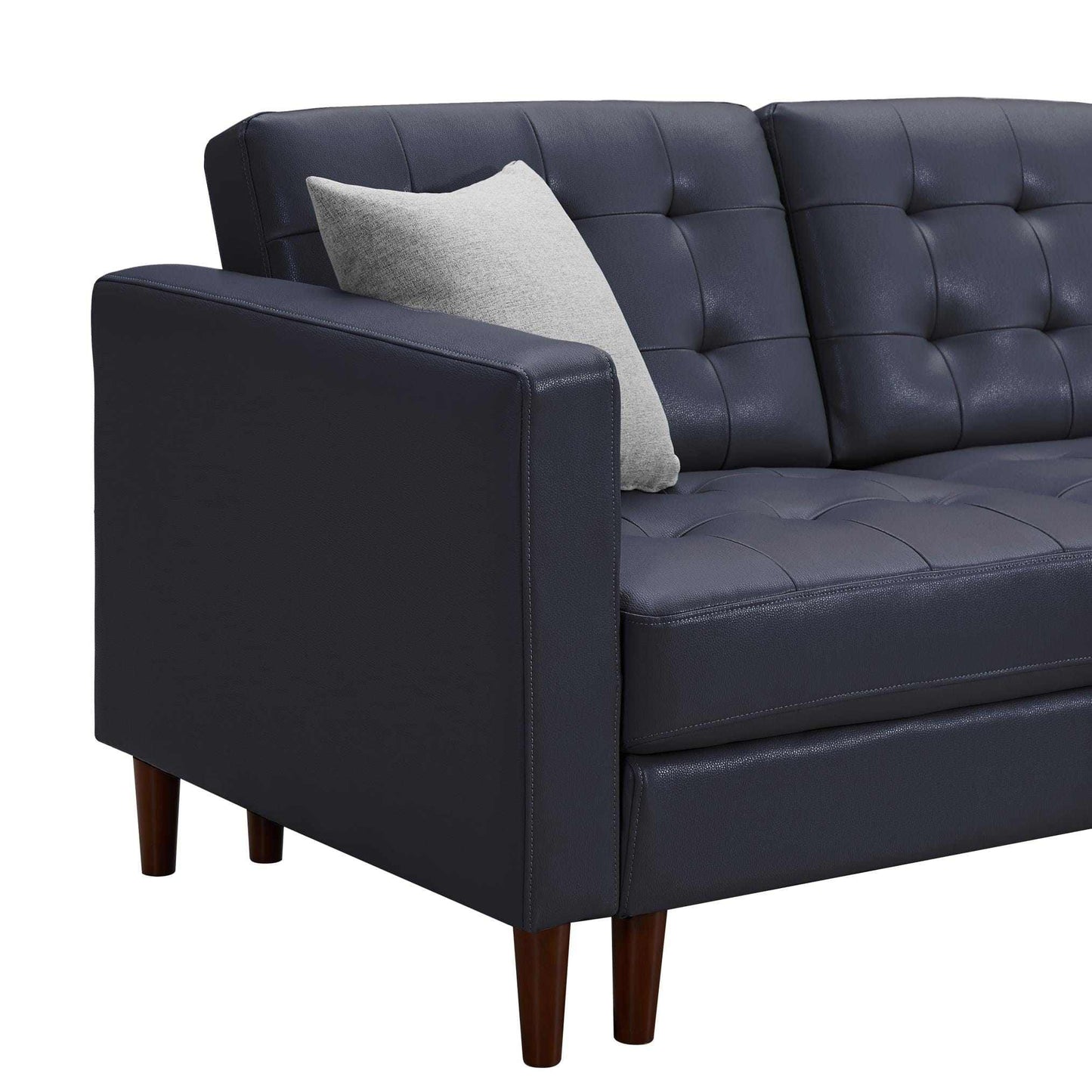 Blue Leather Sofa with U-shape