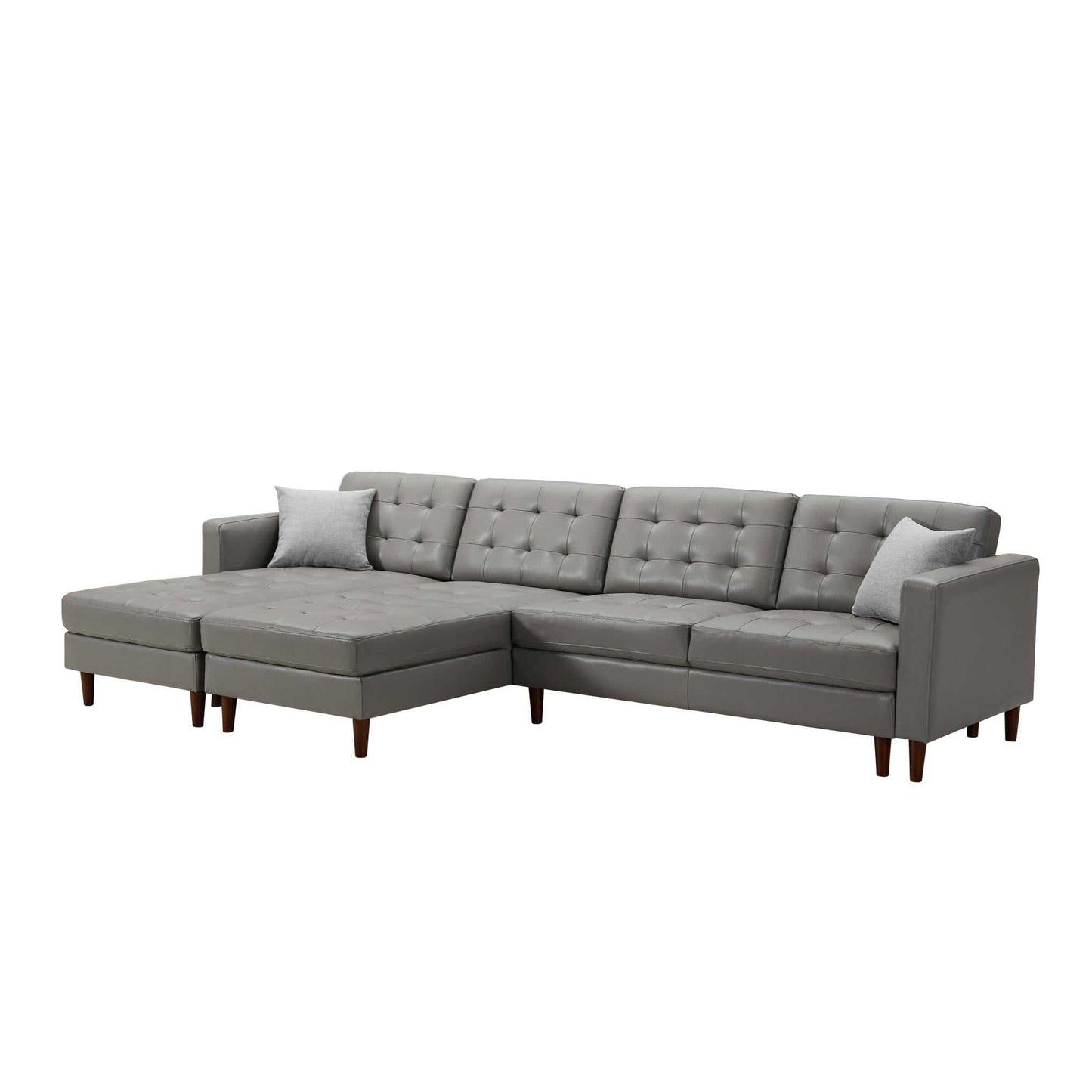 Dark Gray Leather Sofa with U-shape