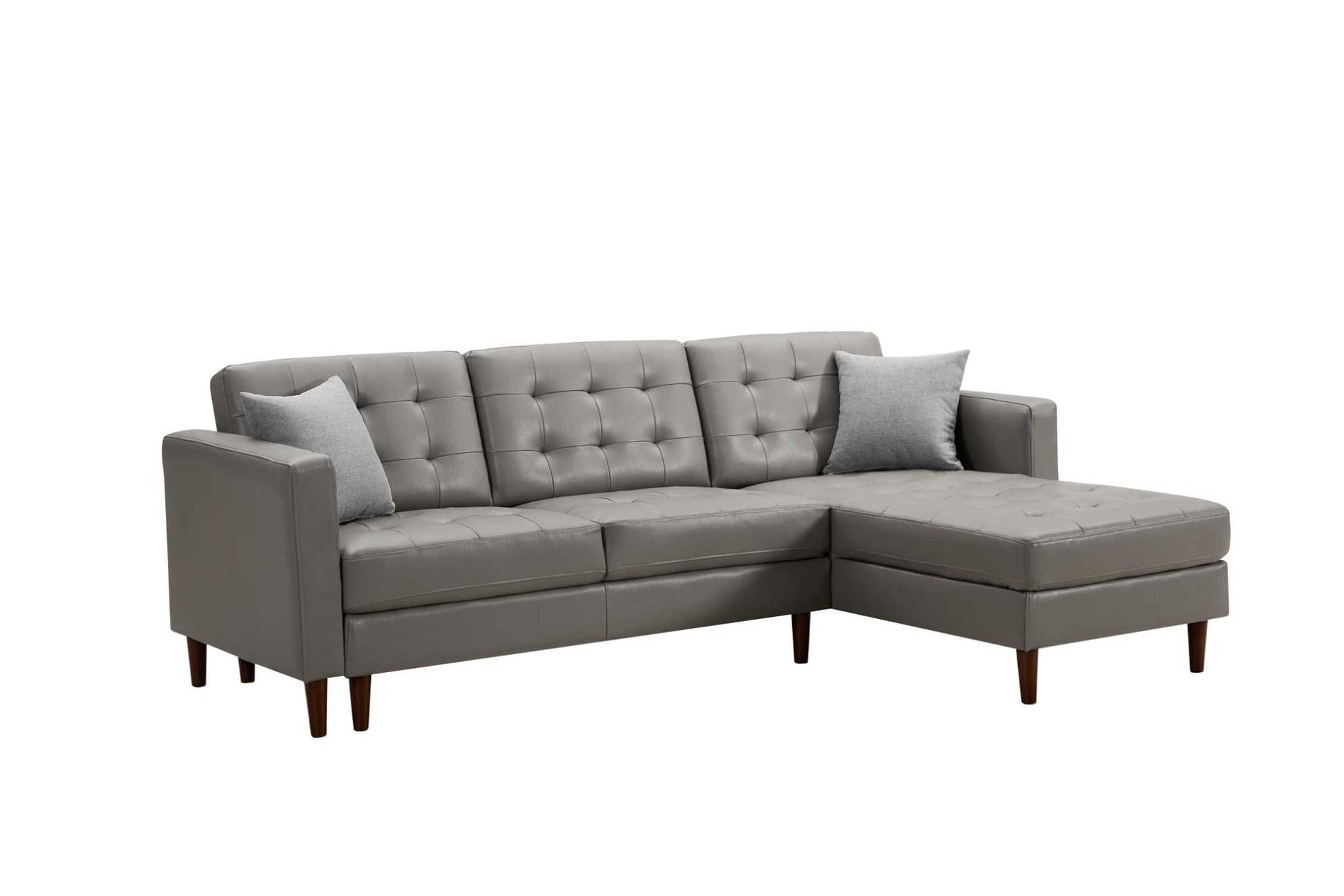 Dark Gray Leather Sofa with U-shape