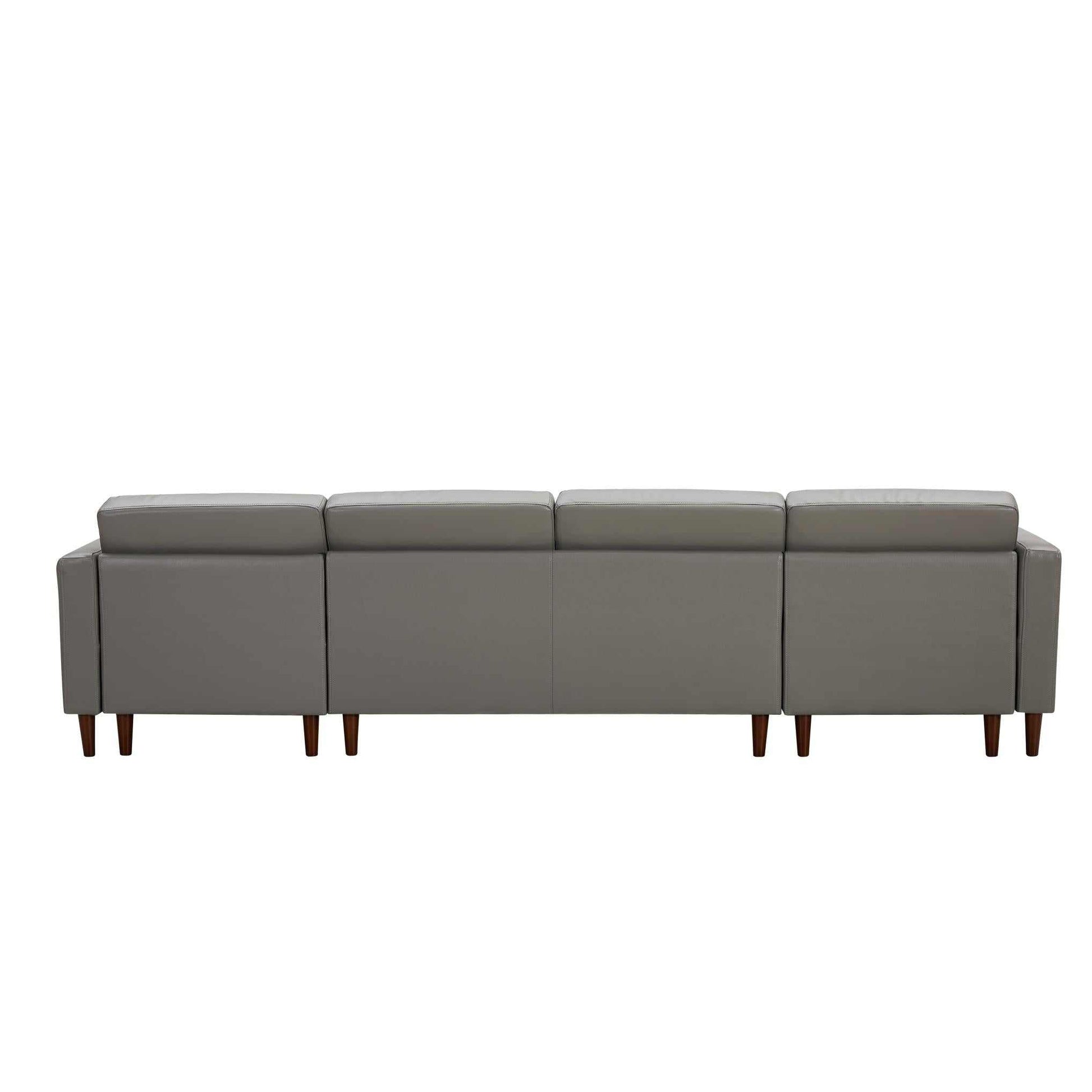 Dark Gray Leather Sofa with U-shape