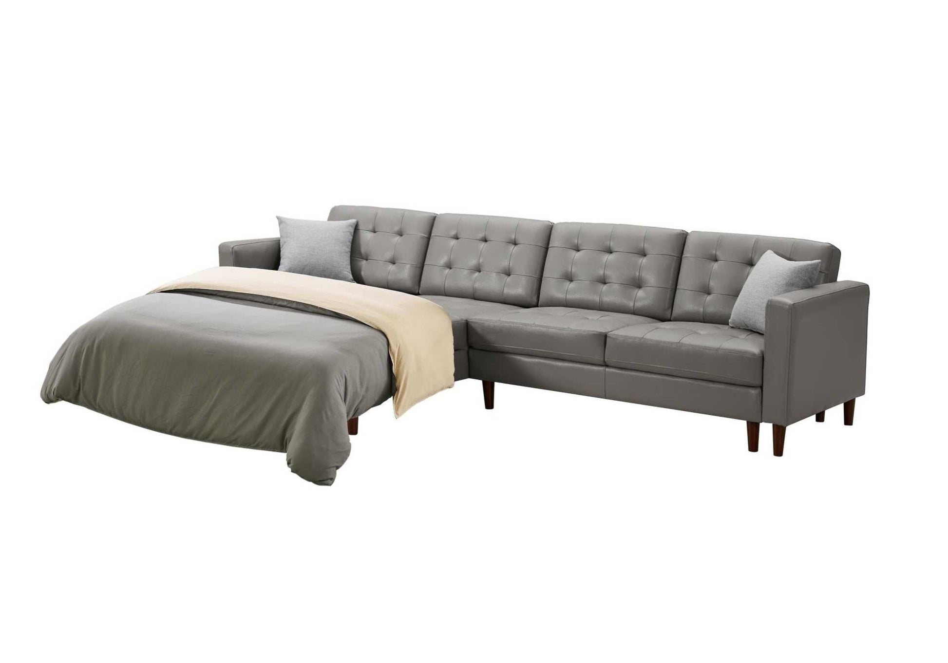 Dark Gray Leather Sofa with U-shape